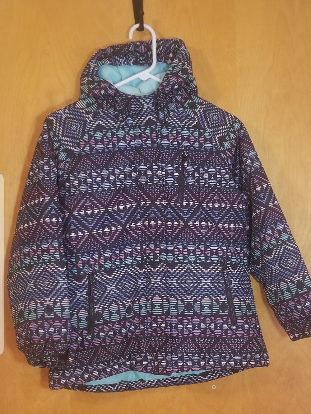 Place Girls Geometric Puffer Jacket - Purple & Turquoise